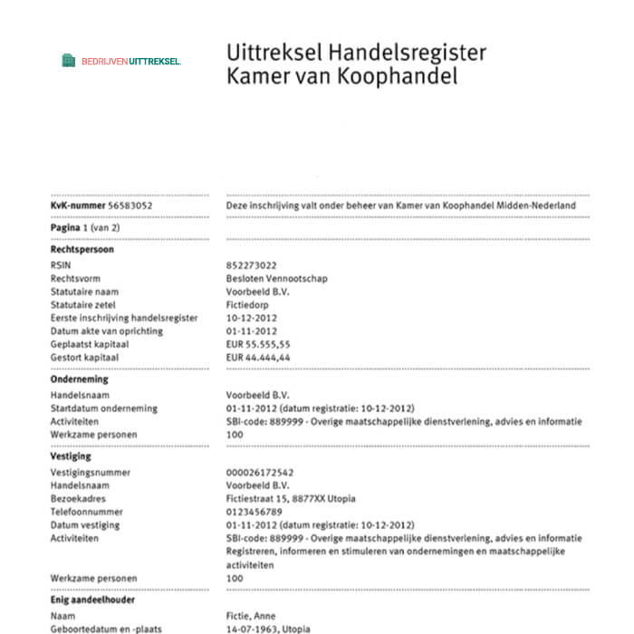 Voorbeeld uittreksel